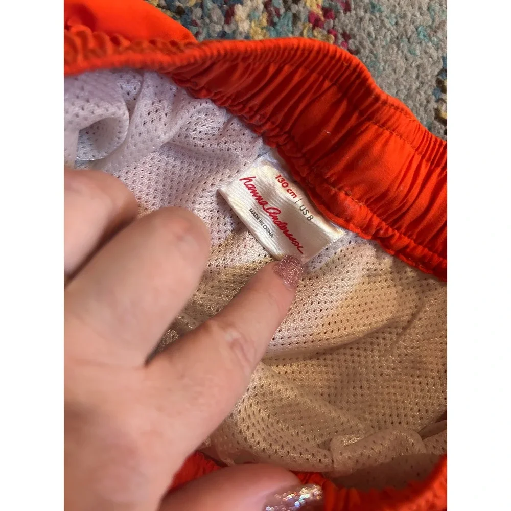 Hanna Andersson Swim Trunks Orange Dinosaur Palm Tree Embroidered Boys bin B‎